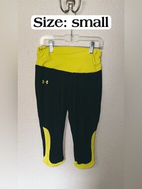 Under Armour Black and Yellow Athletic Capri Leggings - Small